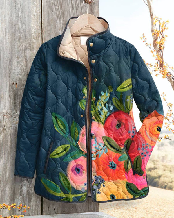 Veste vintage matelassée CLAUDE avec motif floral élégant