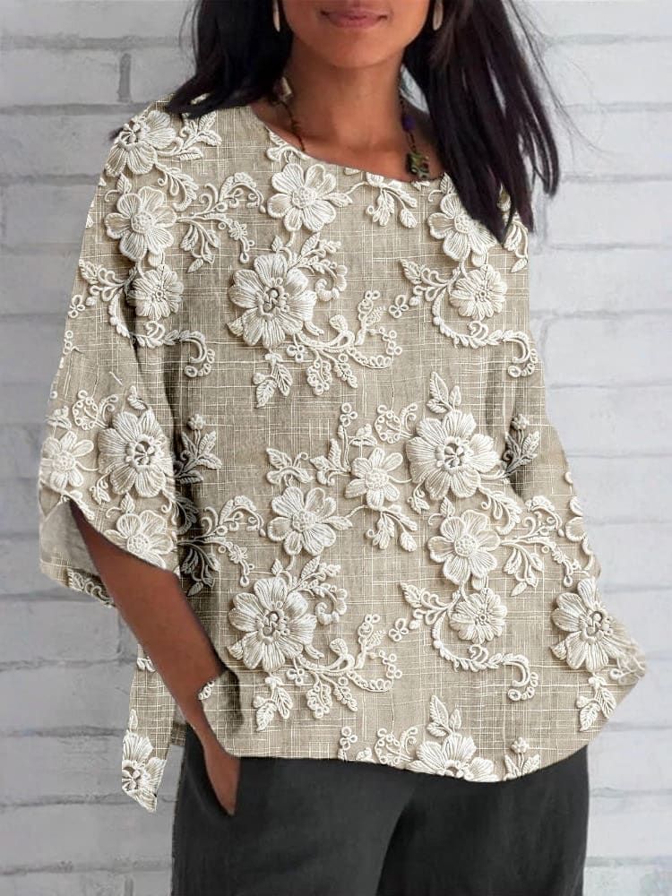 FLOR | Blouse imprimée en coton et lin
