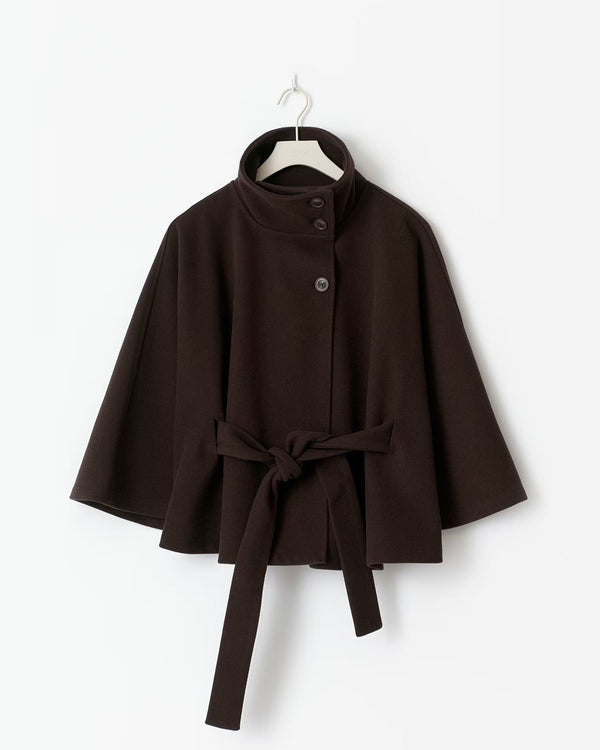 Loreza Cape – Manteau femme chic avec col montant et ceinture ajustable