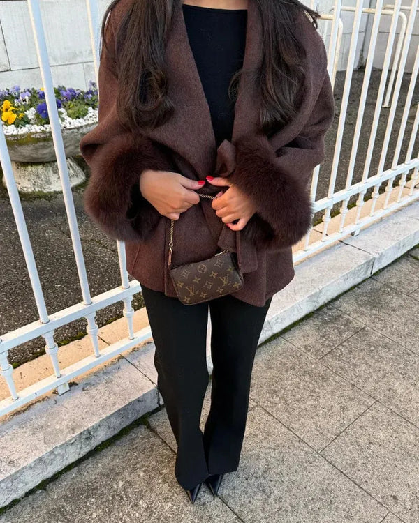 Elena | Manteau élégant avec détails en fausse fourrure