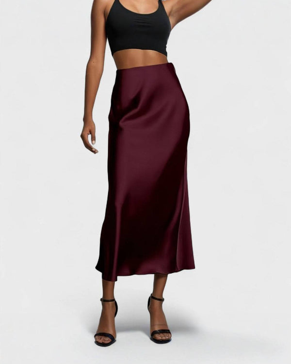 SASHA | Jupe Midi en Satin