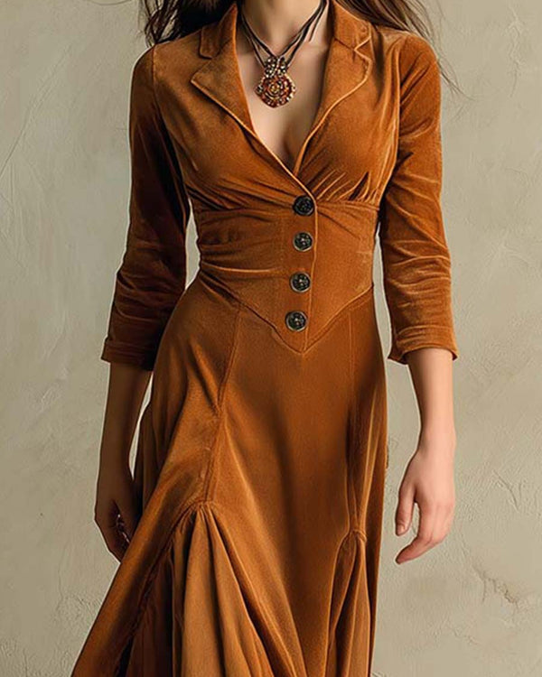 ELISA | Robe en velours avec col chemise