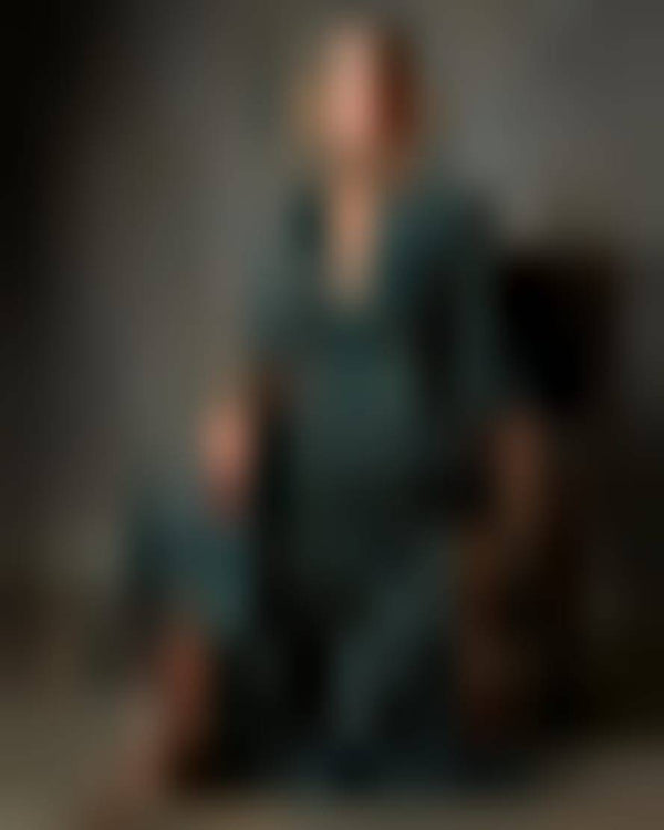 LALUNA | Robe Longue à Revers Carreaux Verts