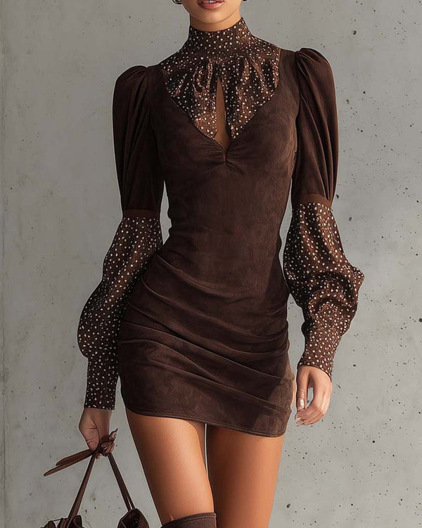 LOISE | Robe en suédine et satin à pois