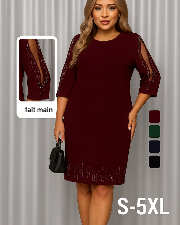 TERESA | Robe Élégante à Manches Ornementées