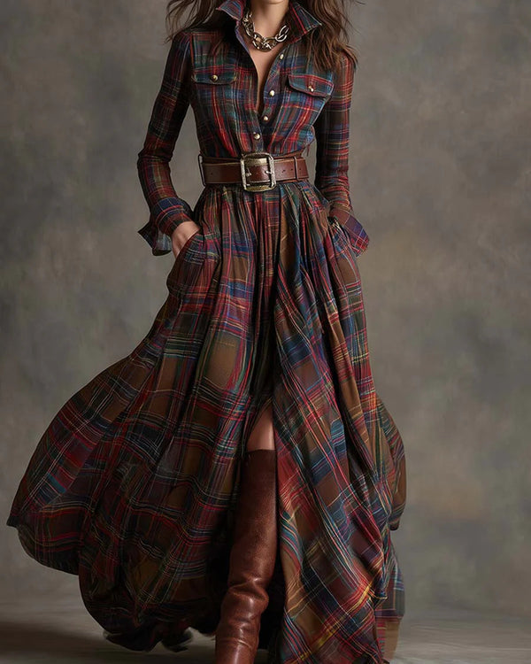 MAËLYS | CHEMISIER À CARREAUX AVEC CEINTURE