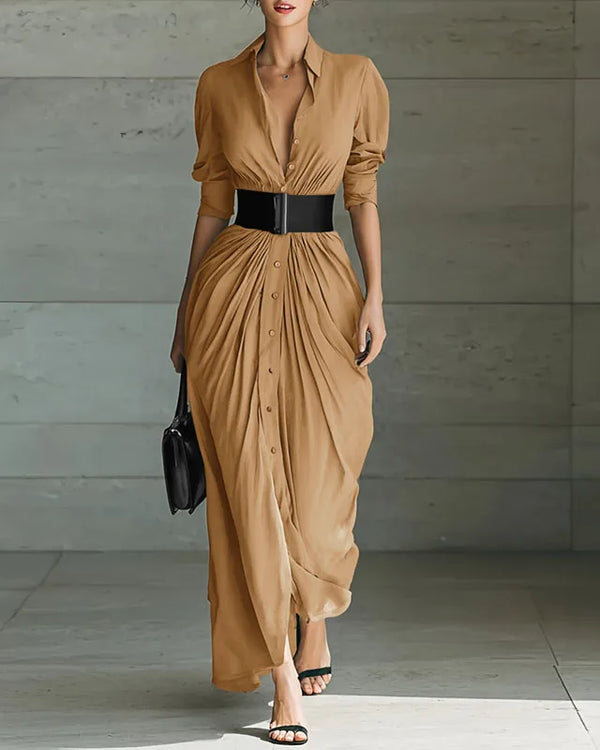 LOUISE | Robe chemise longue avec ceinture