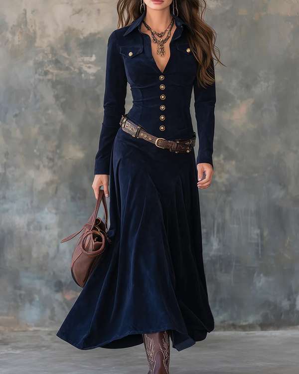 MILANA | Robe longue en suédine avec fente