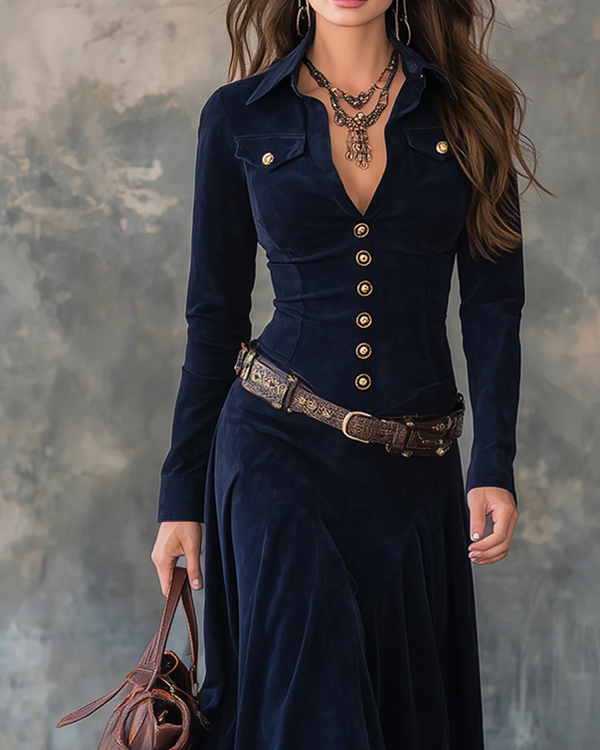 MILANA | Robe longue en suédine avec fente