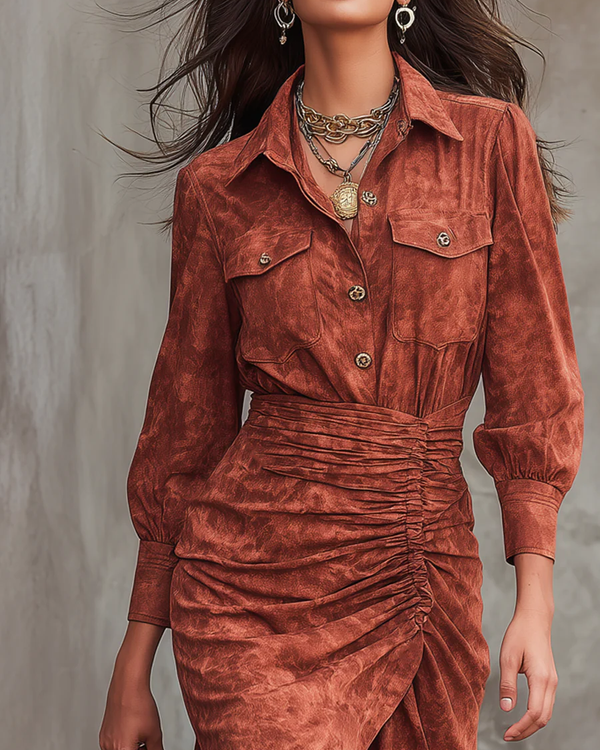 CAROLE | Vintage pleated suède