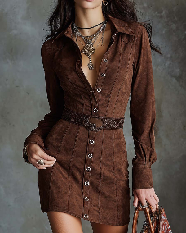 EMMA | Robe chemise en suédine