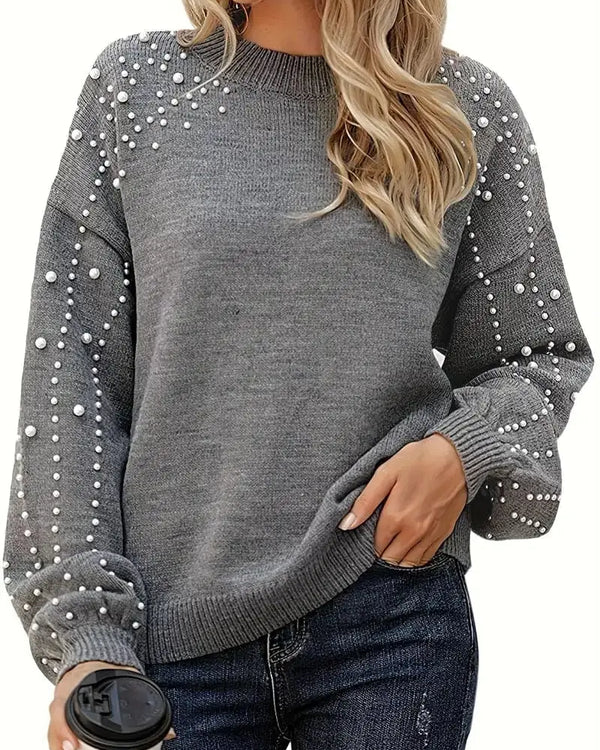 QUINLEE | Pull en maille perlé à manches longues