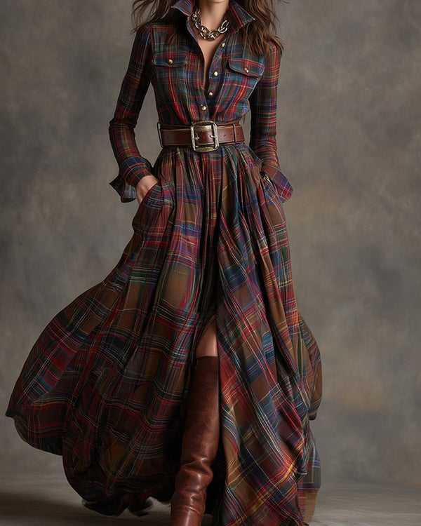 GIULIETTA | Robe-Chemise Longue à Carreaux