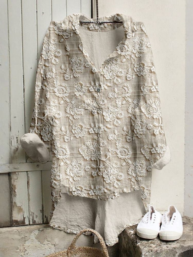 Blouse Clemence en coton et lin à imprimé floral