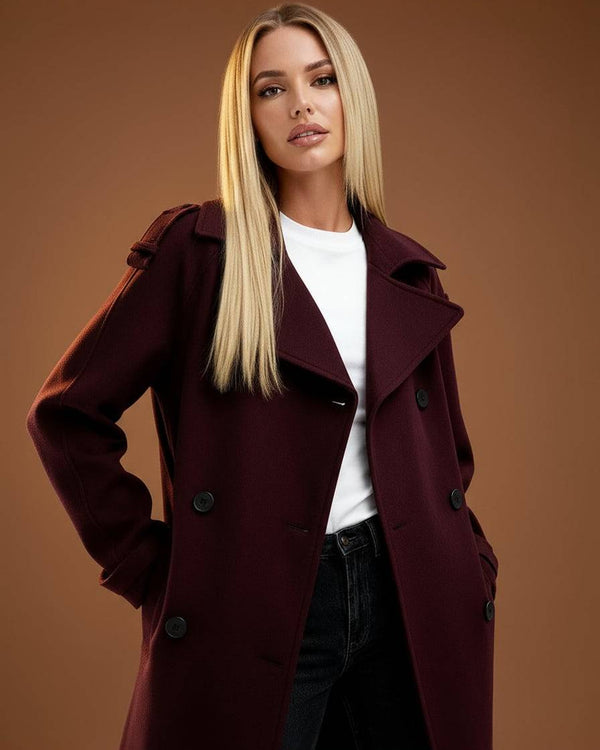 DOTTY | Trench Bordeaux Élégant & Intemporel