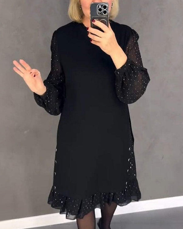 MILA | Noire à Strass & Col Rond