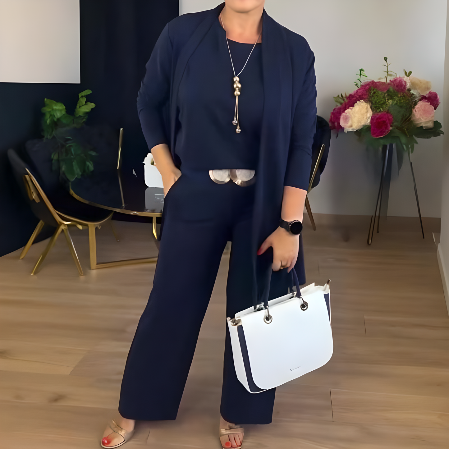 Ensemble Tricoté Confortable et Élégant au Style Minimaliste