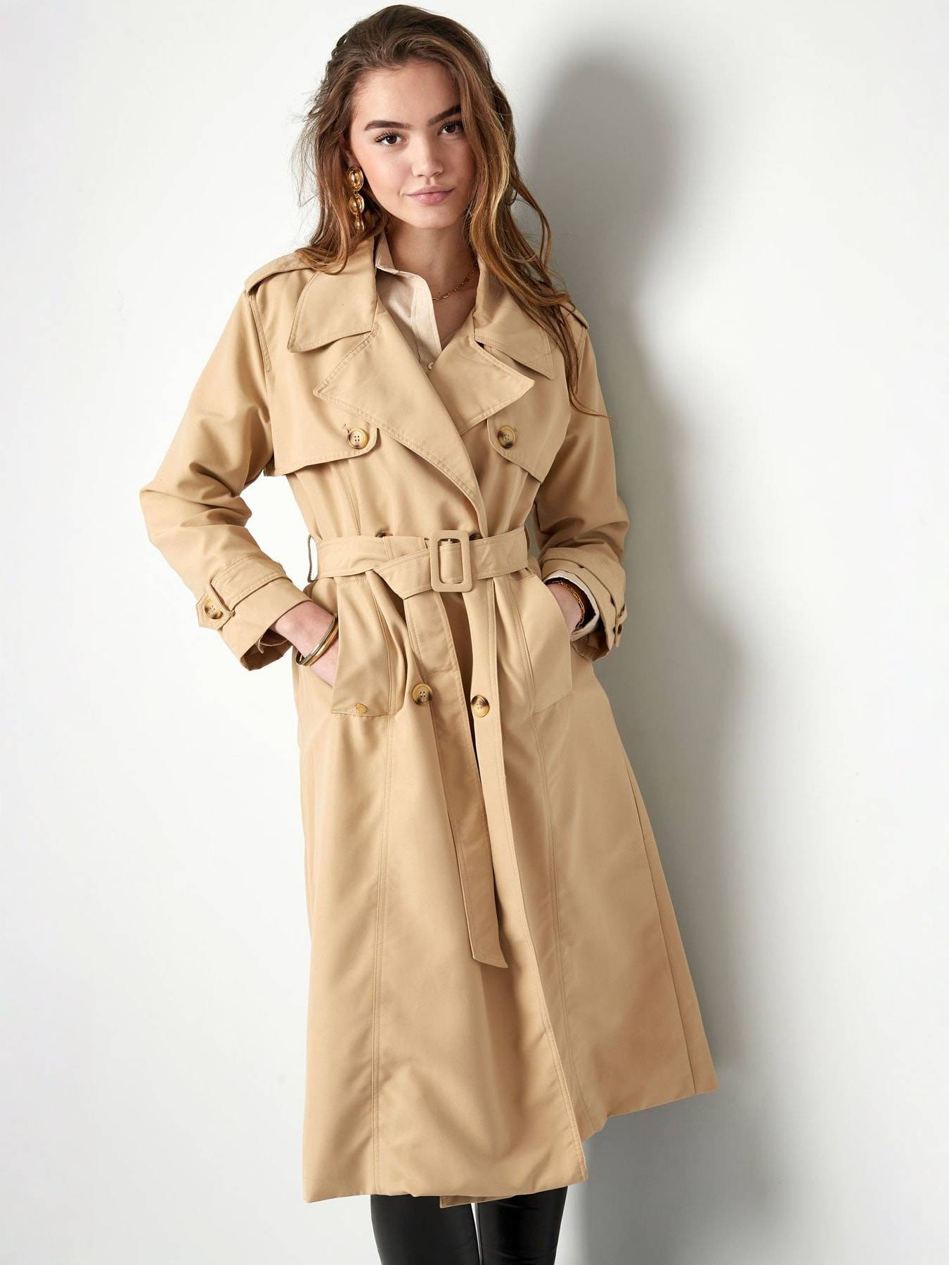 MAUD | Trench longue en coton sablé