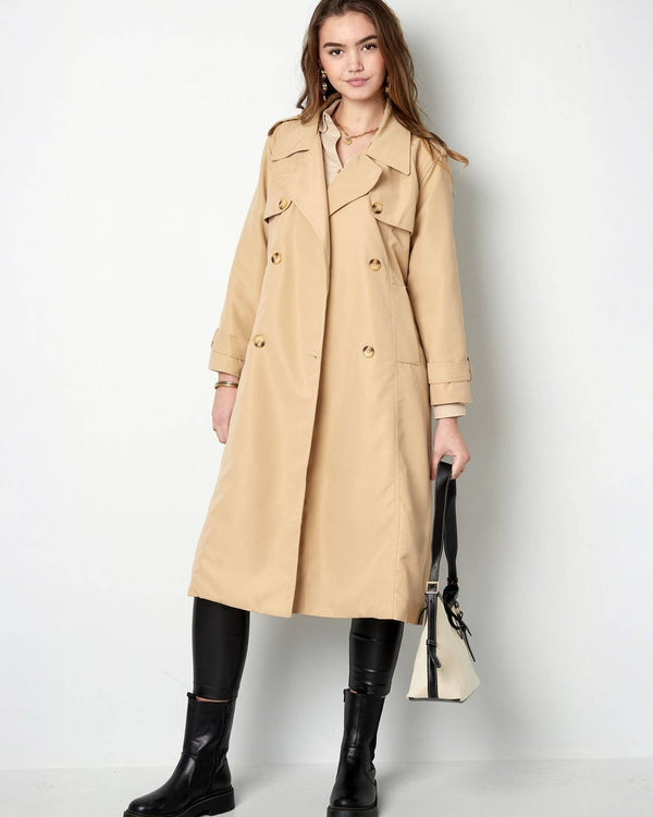 MAUD | Trench longue en coton sablé