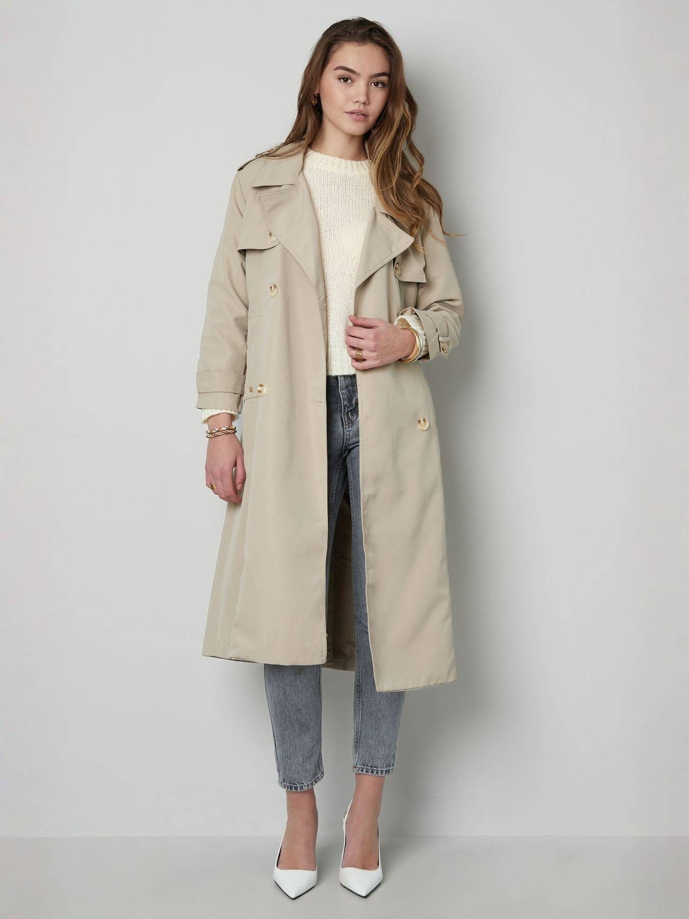 MAUD | Trench longue en coton sablé