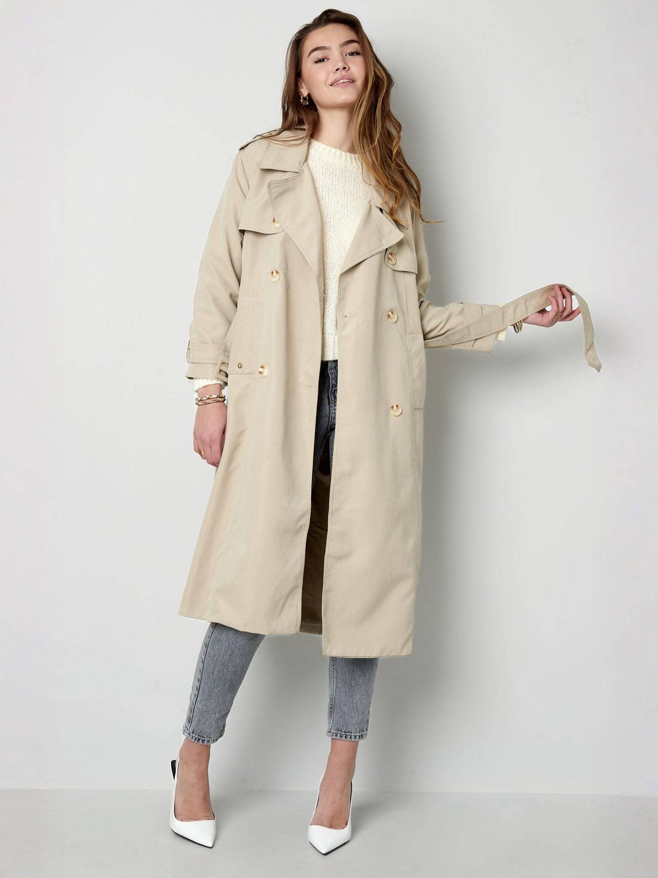MAUD | Trench longue en coton sablé
