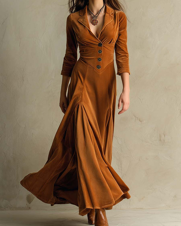 ELISA | Robe en velours avec col chemise