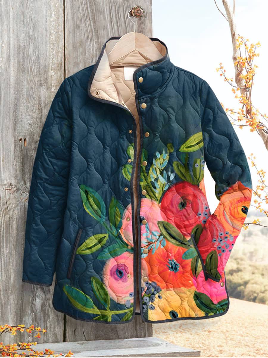 Veste vintage matelassée CLAUDE avec motif floral élégant