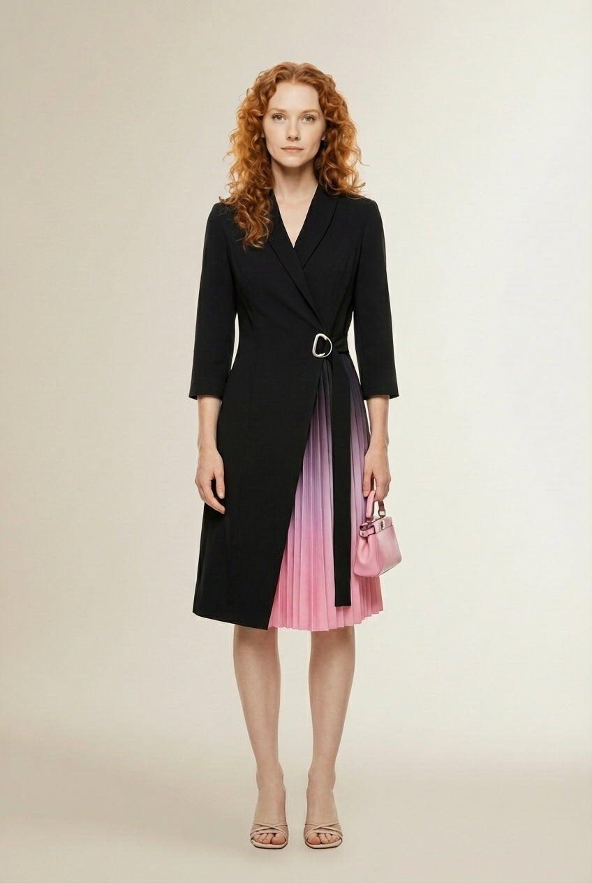 Full body view of the model wearing ELISA | La Pièce Signature Élégante