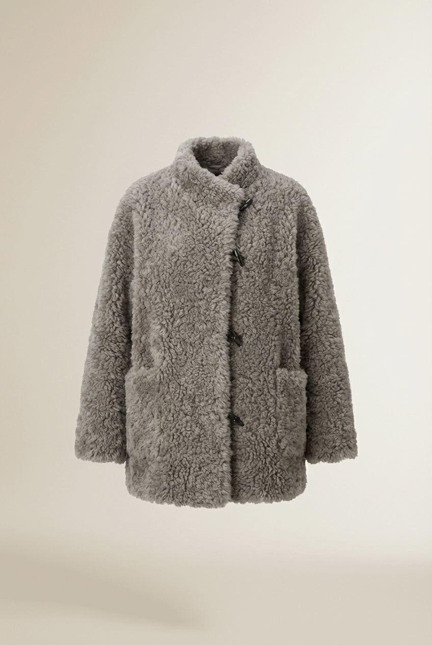 Lay-flat product shot of SOFÉLIA | Manteau 100% laine