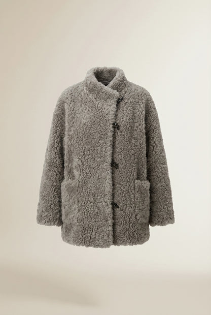 Lay-flat product shot of SOFÉLIA | Manteau 100% laine