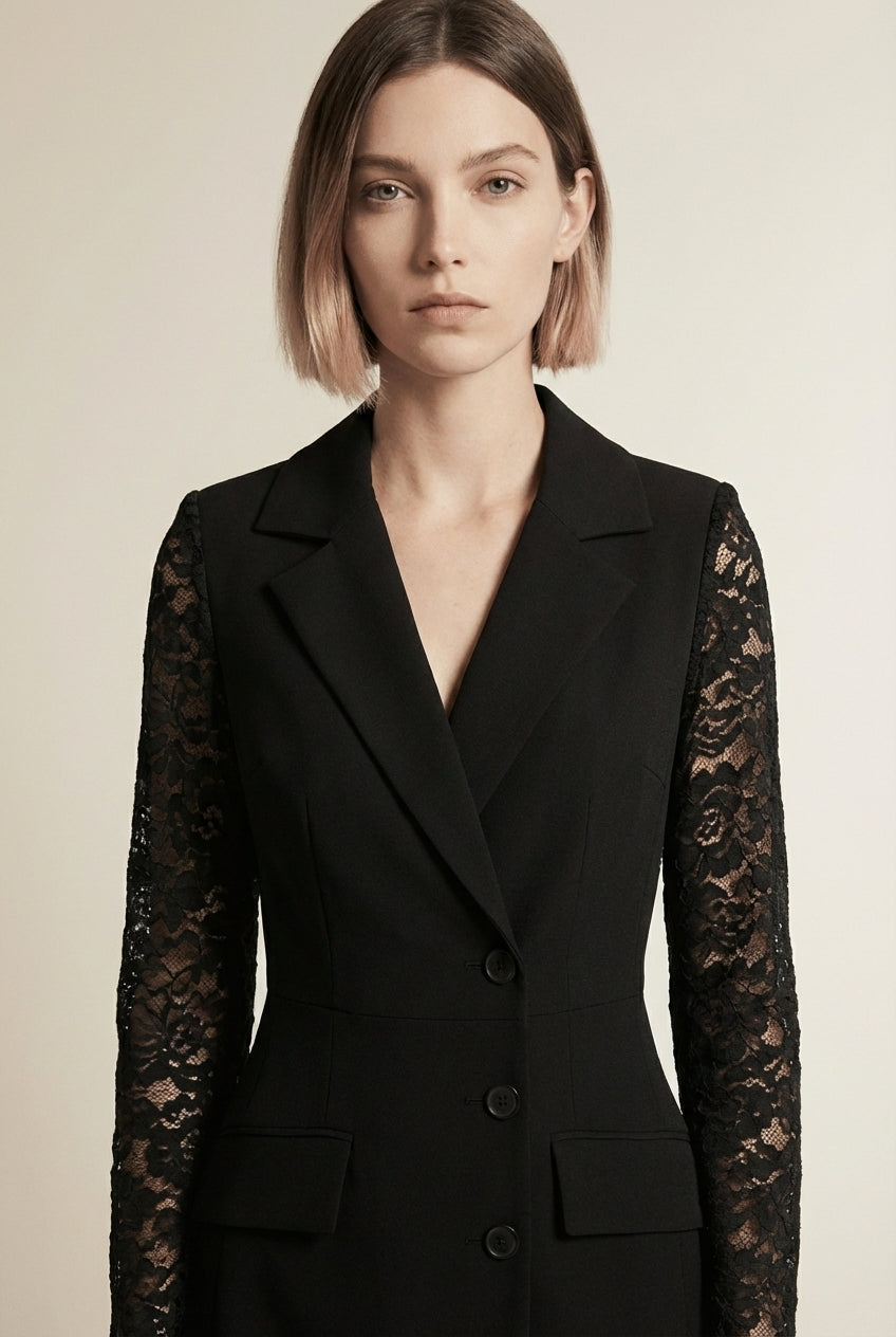 Close-up of the model wearing ANITA | Robe Castana Élégante