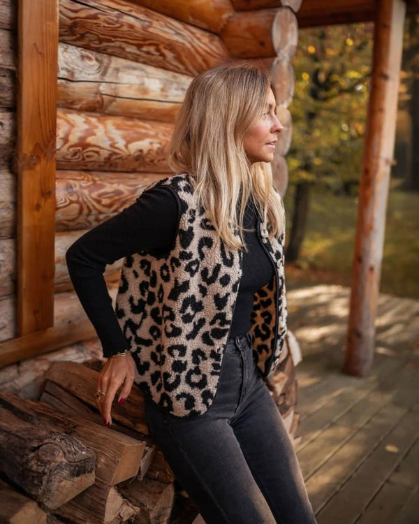 ASTRID | Gilet Tricoté Léopard