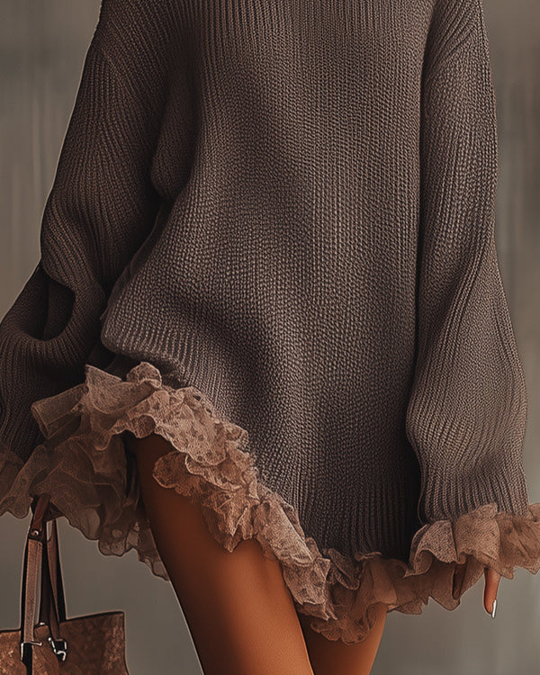 LYANA | Robe pull a volants en maille douce