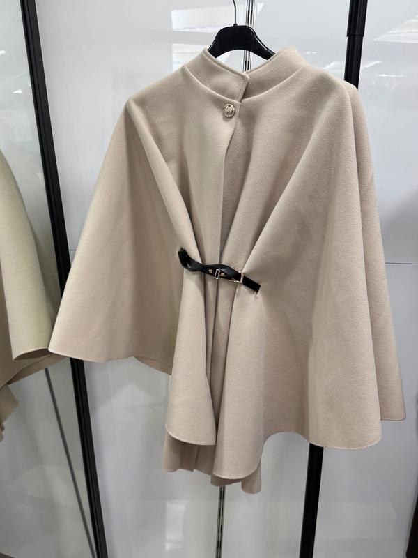 CLEA | Cape grise en laine avec ceinture ajustable élégante