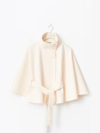 Loreza Cape – Manteau femme chic avec col montant et ceinture ajustable