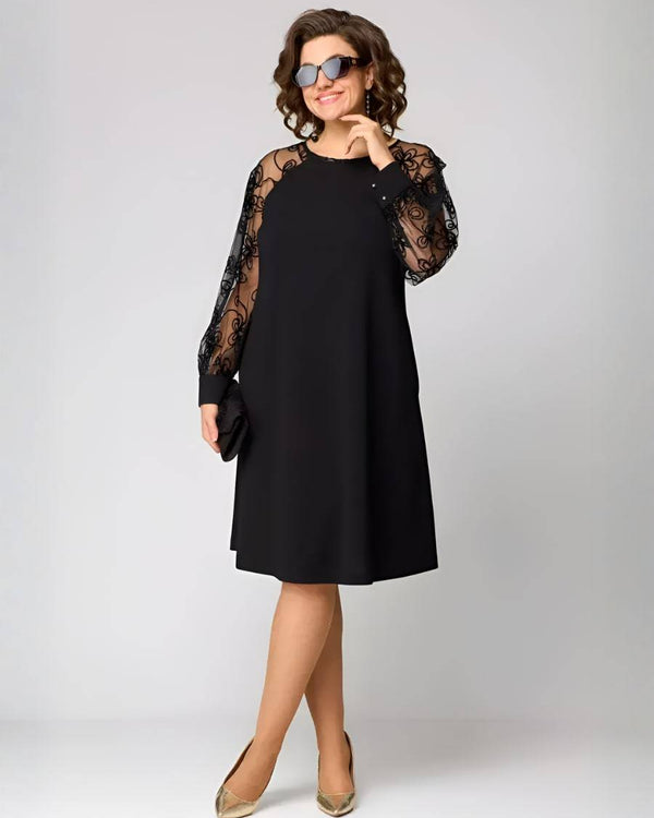 DIANE | Robe Élégante à Manches en Dentelle – Charme Intemporel et Raffinement Parisien