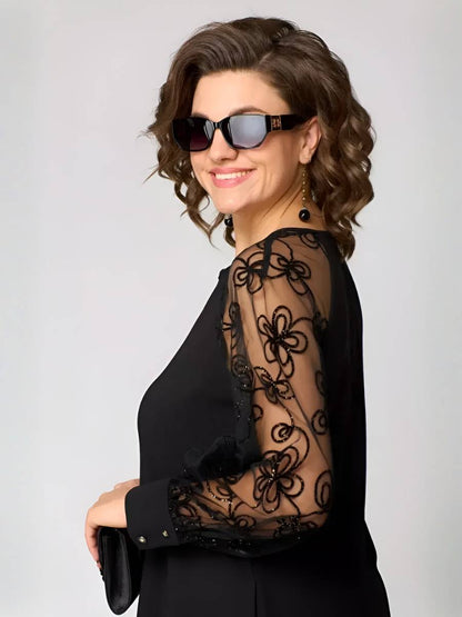 DIANE | Robe Élégante à Manches en Dentelle – Charme Intemporel et Raffinement Parisien