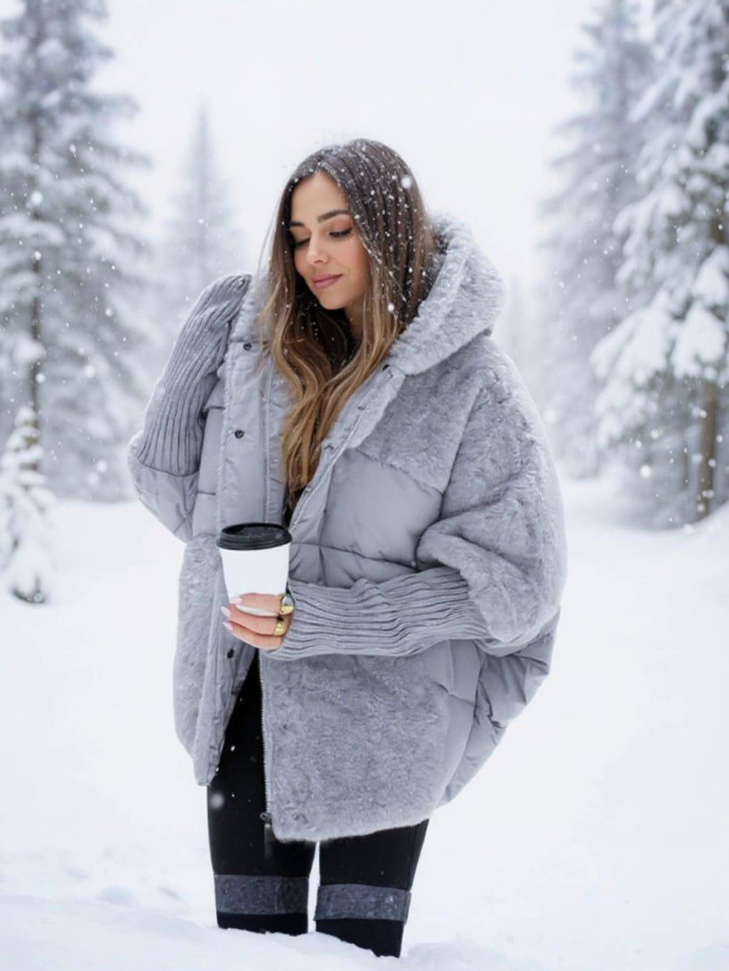 MALIA | Doudoune oversize patchwork à capuche