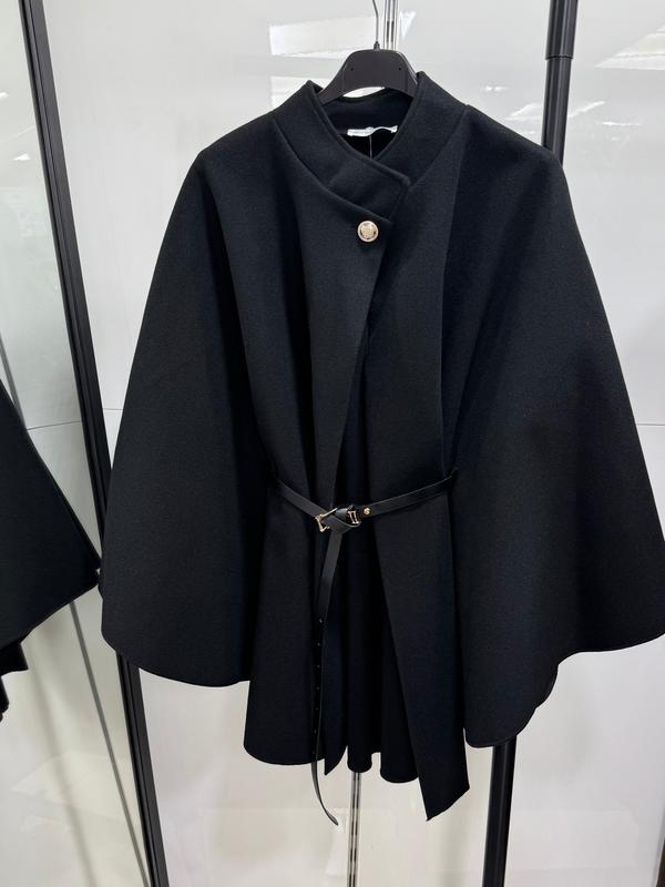 CLEA | Cape grise en laine avec ceinture ajustable élégante