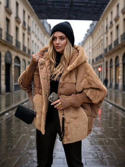 MALIA | Doudoune oversize patchwork à capuche