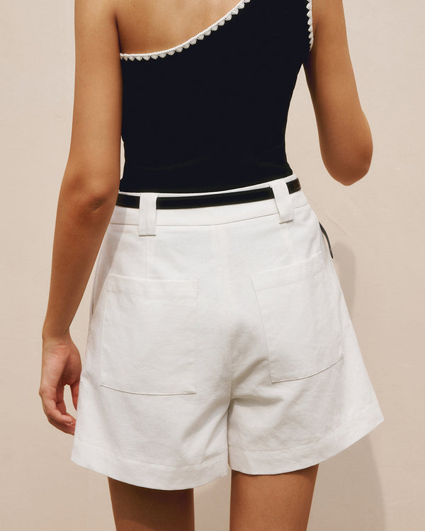 DUBIOS I Short élégant en coton et lin