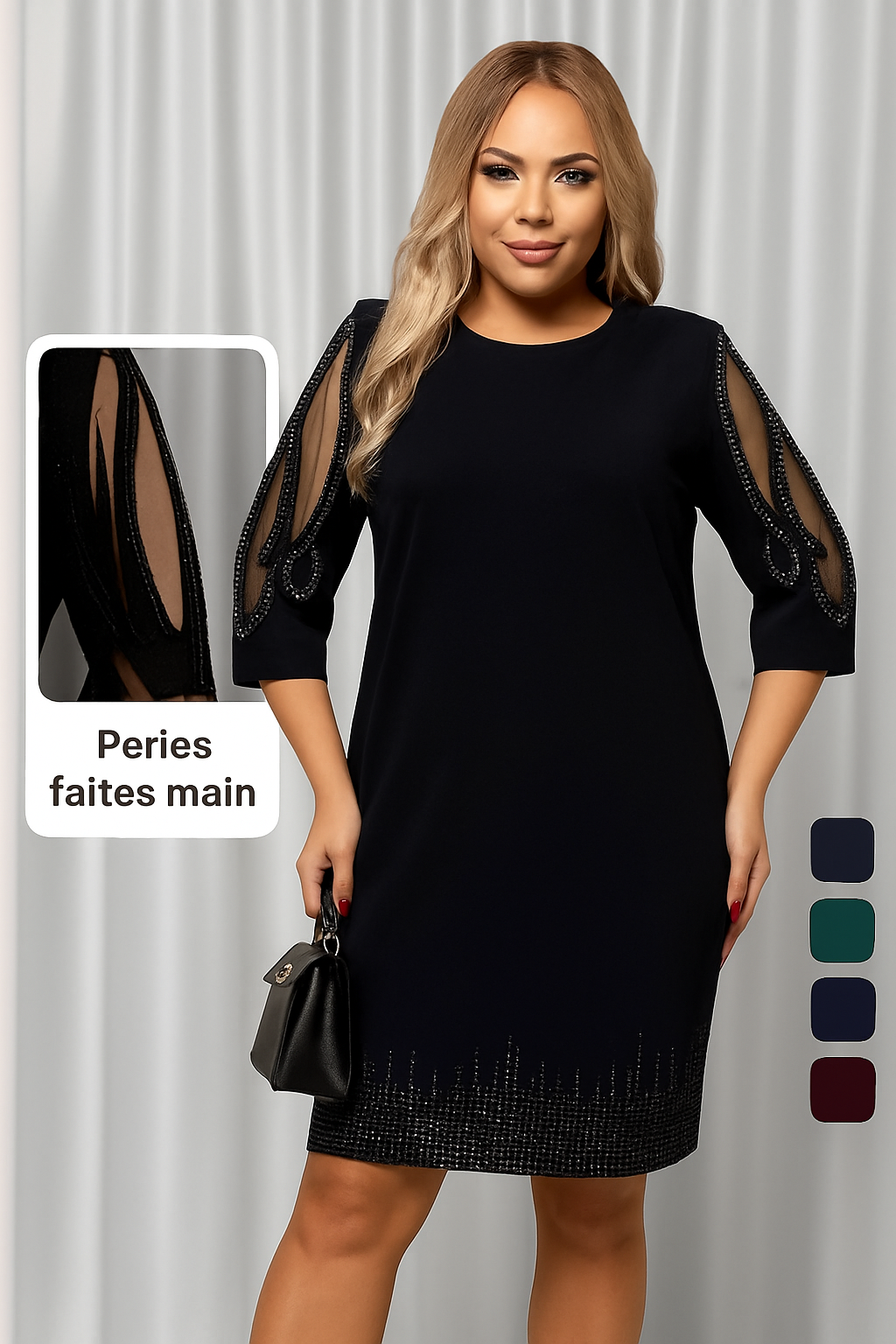 TERESA | Robe Élégante à Manches Ornementées