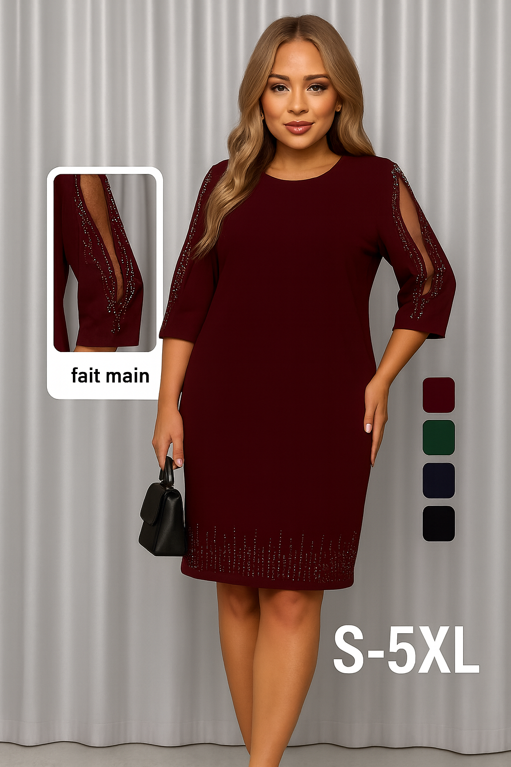 TERESA | Robe Élégante à Manches Ornementées