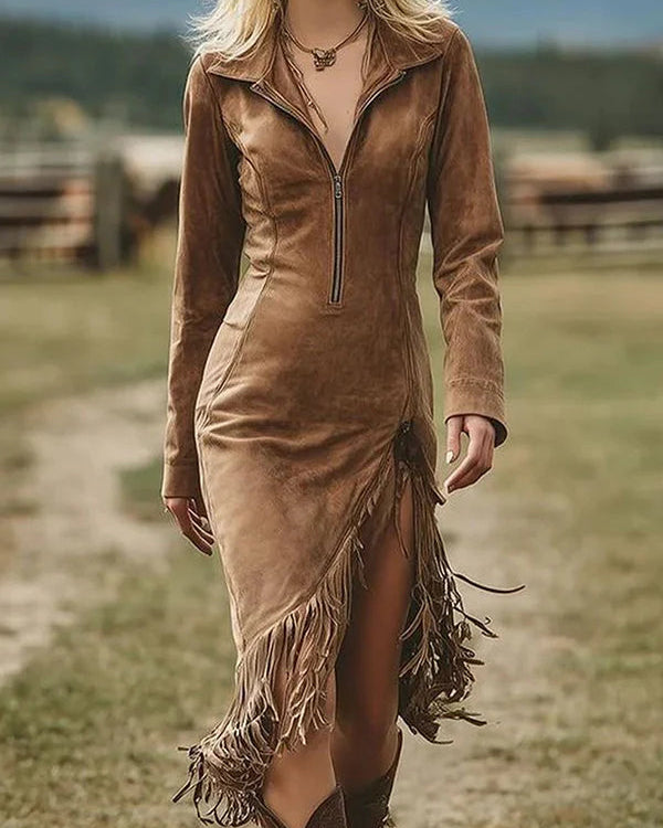 LIVIA | Robe mi-longue à col relevé