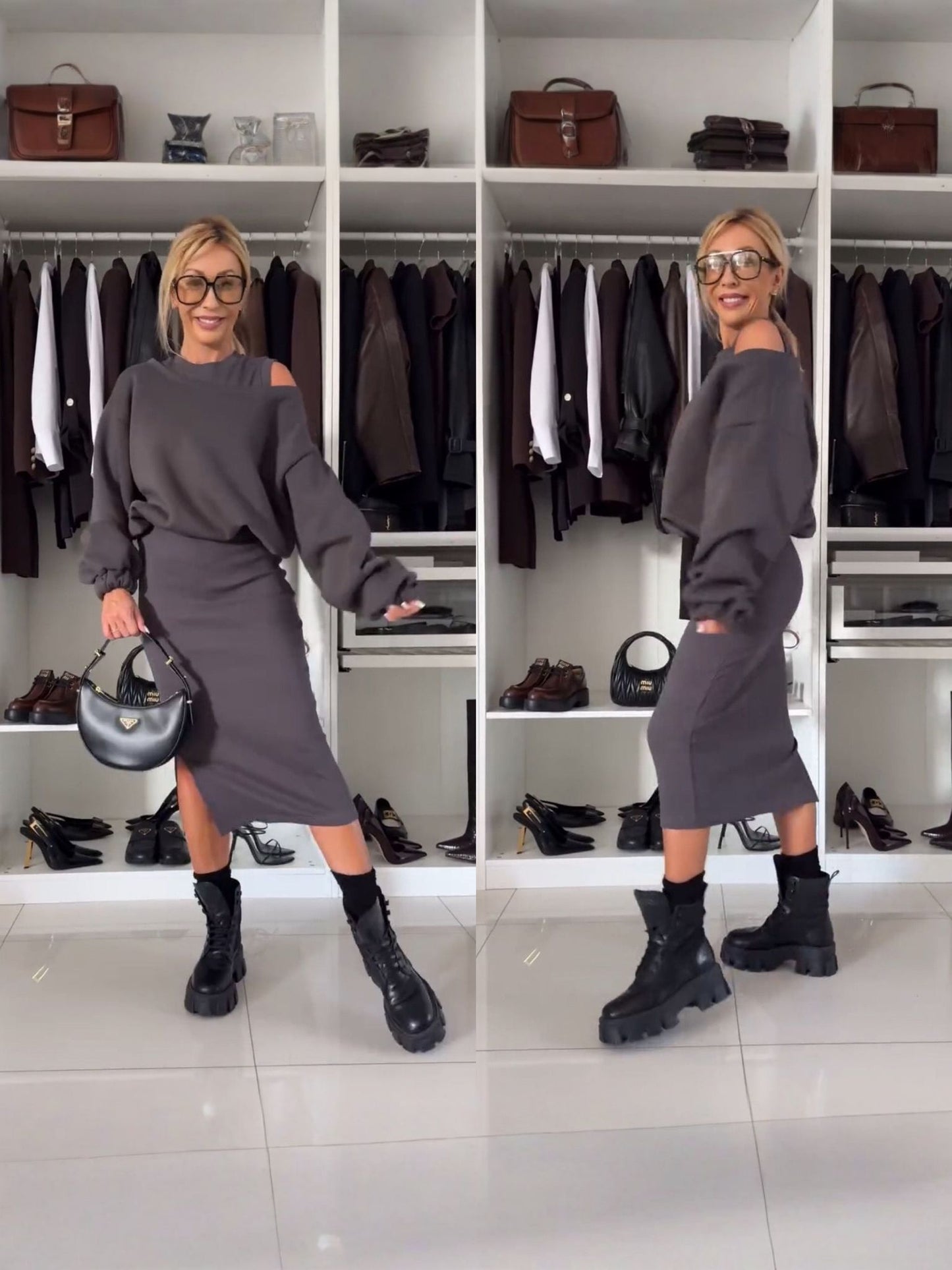 LEAH | Ensemble avec Top Épaules Dénudées et Jupe Midi