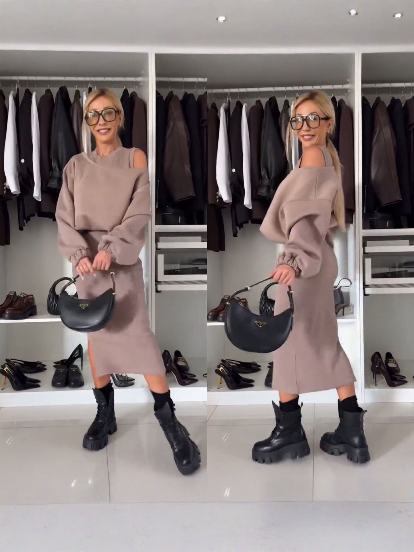 LEAH | Ensemble avec Top Épaules Dénudées et Jupe Midi