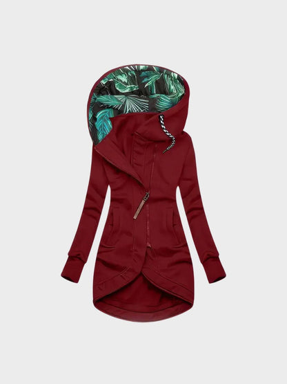 Manteau Long et Moderne pour Femme avec Capuche Imprimée
