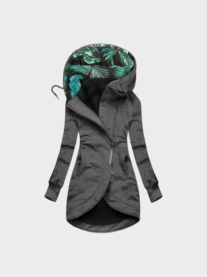 Manteau Long et Moderne pour Femme avec Capuche Imprimée
