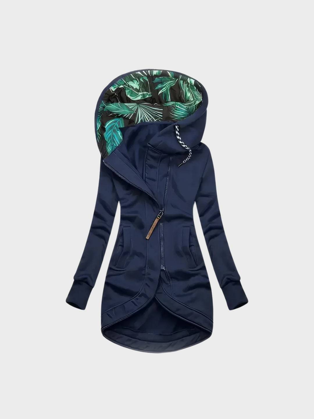 Manteau Long et Moderne pour Femme avec Capuche Imprimée