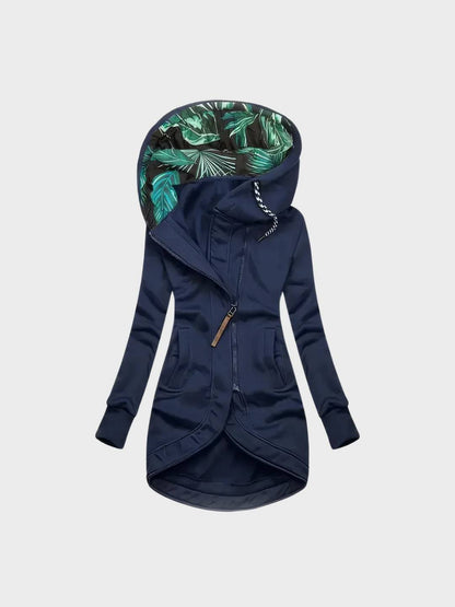 Manteau Long et Moderne pour Femme avec Capuche Imprimée